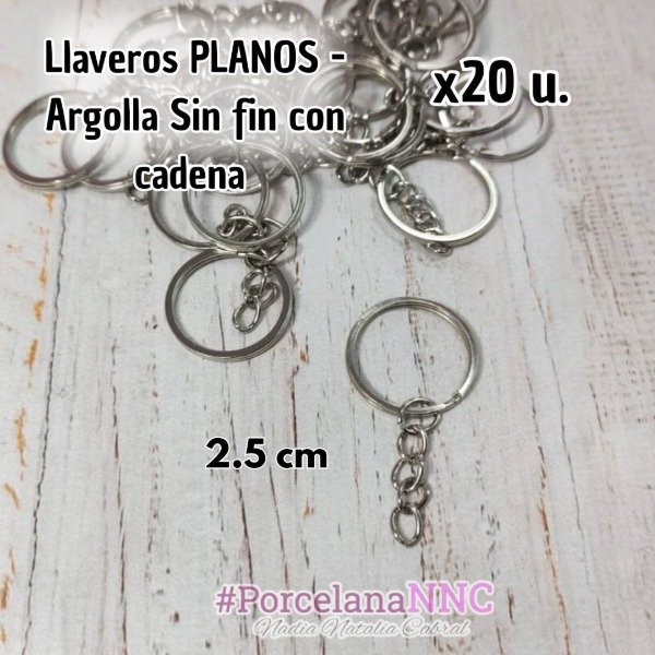 Producto - Llaveros PLANOS -Argolla Sin fin con cadena x20 un 2.5 cm