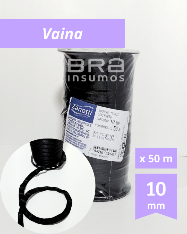 Producto - Vaina "Imperial" Zanotti 10 mm - Negro (x Rollo de 50 Metros)