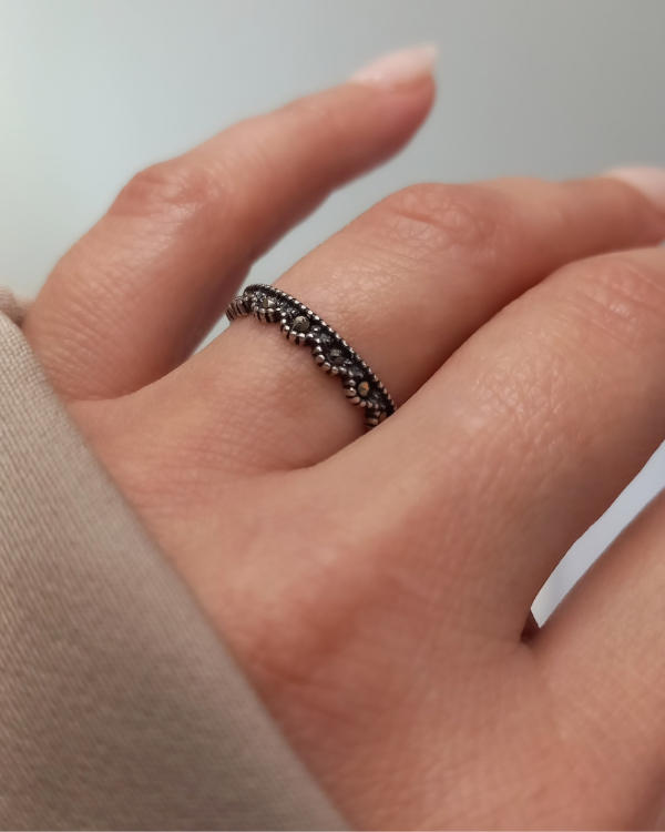 Producto - Anillo Marquesita. Plata Empavonada.