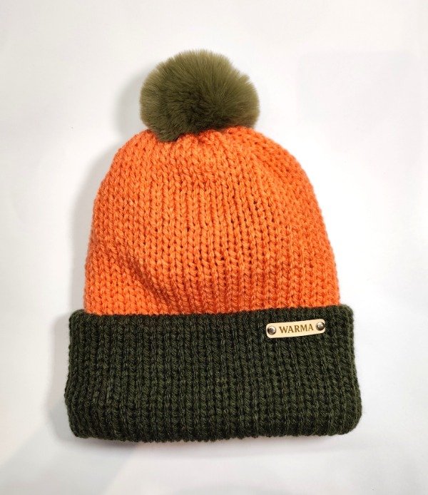 Producto - Gorro naranja y verde musgo
