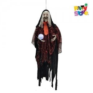 Producto - BRUJA ORÁCULO C/BOLA DE CRISTAL 165x137x20cm Luz, sonido y vibracion