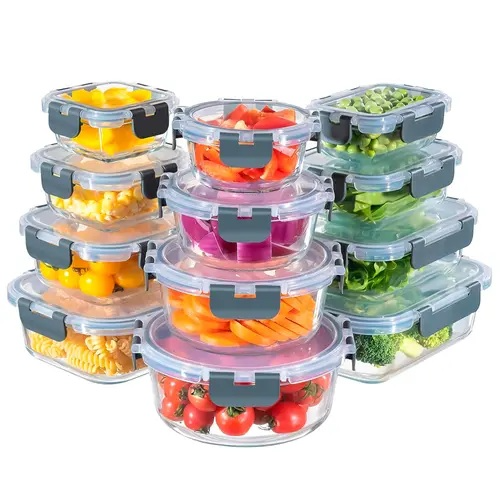 Producto - Set x12 Contenedores Herméticos De Vidrio -Apto Microondas Horno Freezer Hel