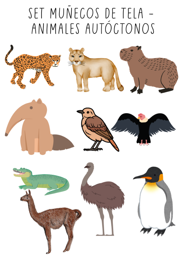 Producto - MUÑECOS TELA - SET ANIMALES AUTÓCTONOS ARGENTINA