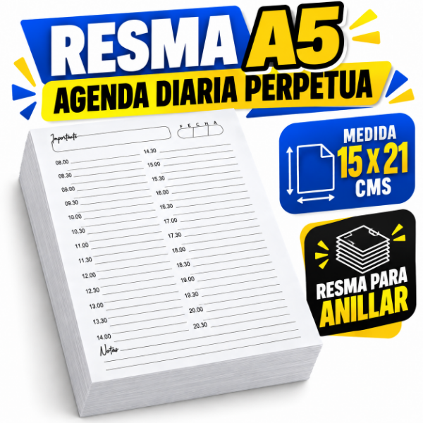 Producto - RESMA A5 AGENDA DIARIA PERPETUA 500 HOJAS - 0