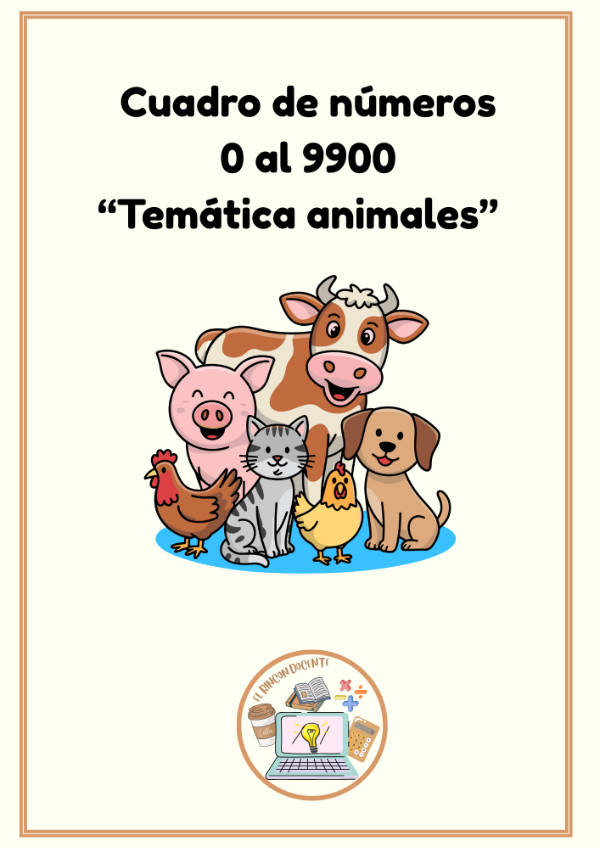 Producto - Cuadro de números del 0 al 9900: "Animales de granja"