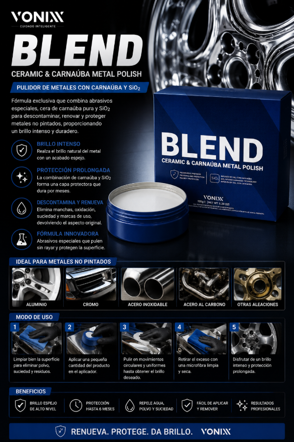 Producto - Vonixx Blend Ceramic y Carnauba Metal Polish Pulidor de Metales