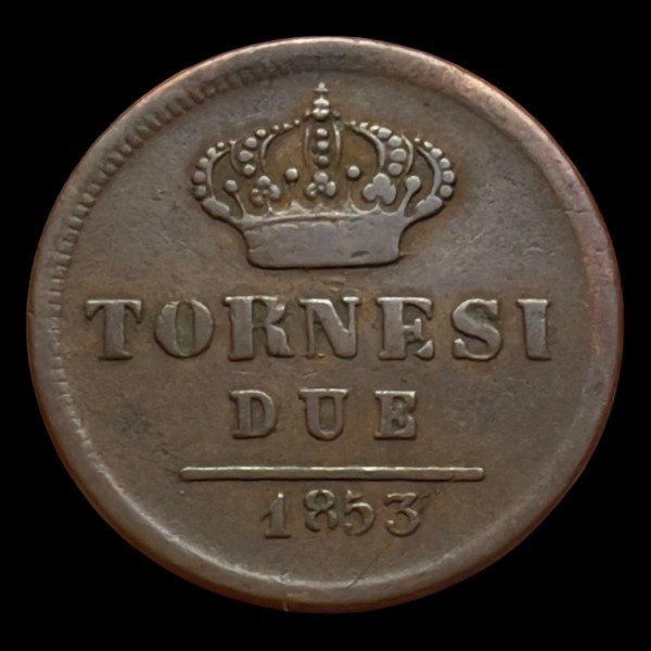 Producto - Estados Italianos. Nápoles 1853, 2 Tornesi