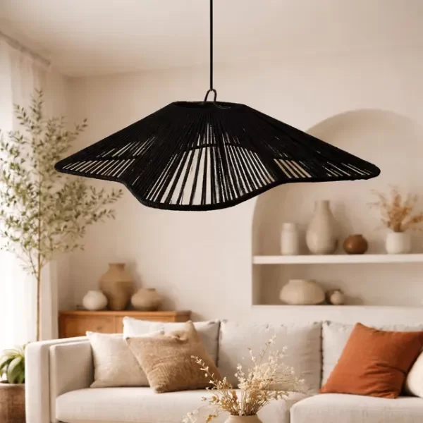 Producto - Pantalla Colgante Interior Flor Mediana Tejida Cordon