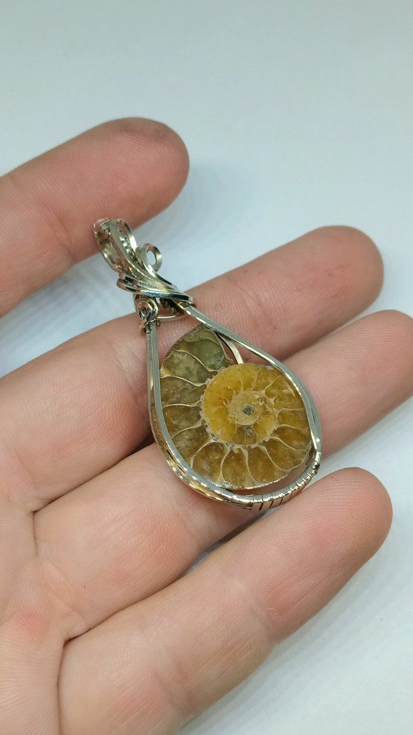 Producto - Dije fosil de ammonite en alpaca 2