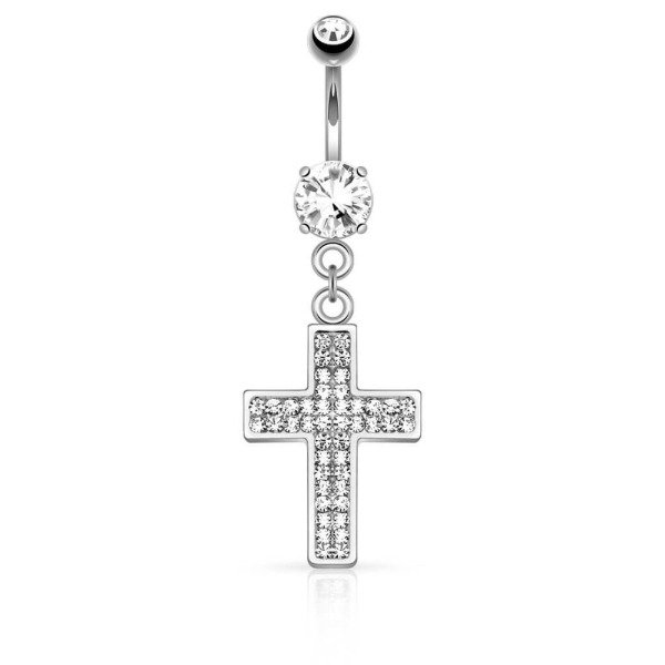 Producto - Piercing Ombligo Cruz Colgante Zirconias
