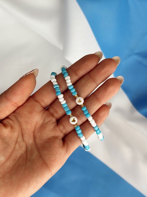 Producto - Pulseras Mostacillas Argentina Dorada