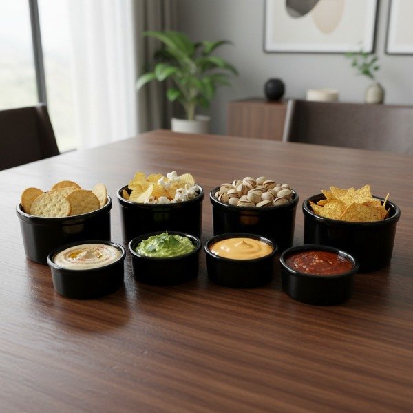 Producto - SET EGIPTO NEGRO  X8 INCLUYE 4 CUENCOS + 4 DIPEROS DE CERAMICA CON CAJA