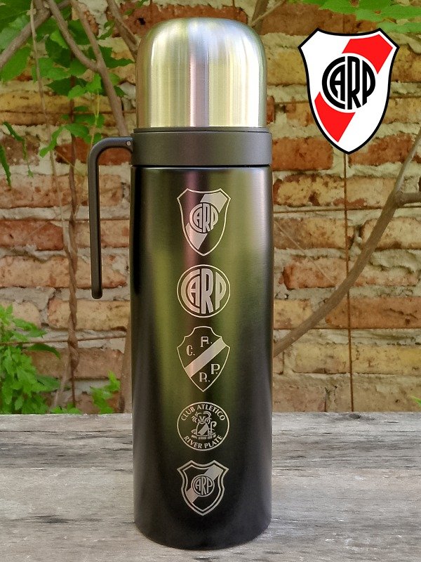 Producto - TERMO RIVER PLATE MEDIA MANIJA NEGRO