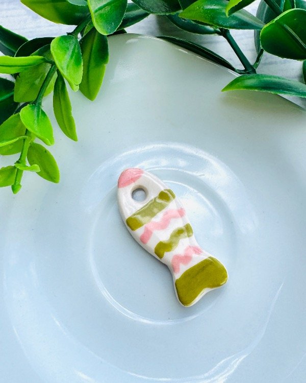 Producto - PECESITO TELMA CERAMICA VERDE ROSA