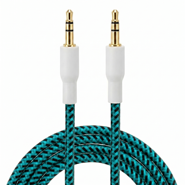Producto - Cable auxiliar de audio - Revestido en tela celeste - 3.5 mm - Only