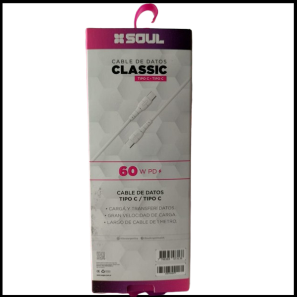 Producto - Cable de datos Soul Classic 1M Tipo C - Tipo C 60W PD