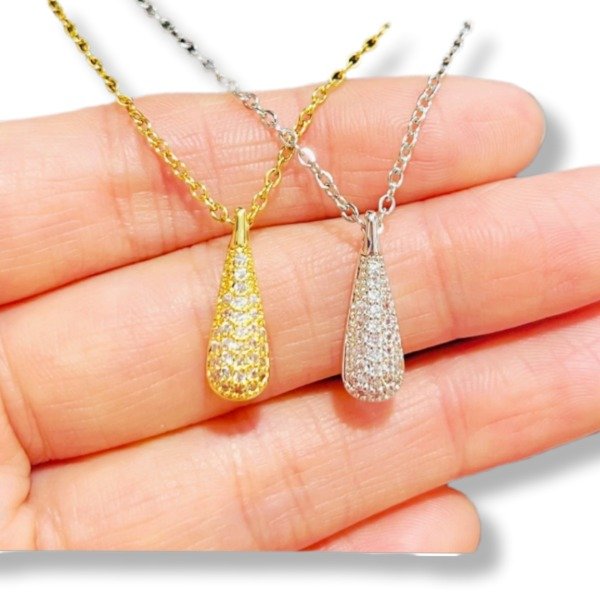 Producto - Collar gota acero blanco o acero dorado