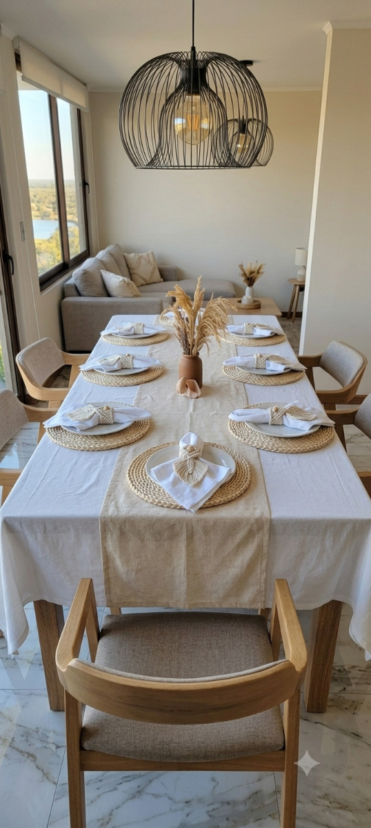 Producto - Set de mesa rectangular maxi blanco elegante