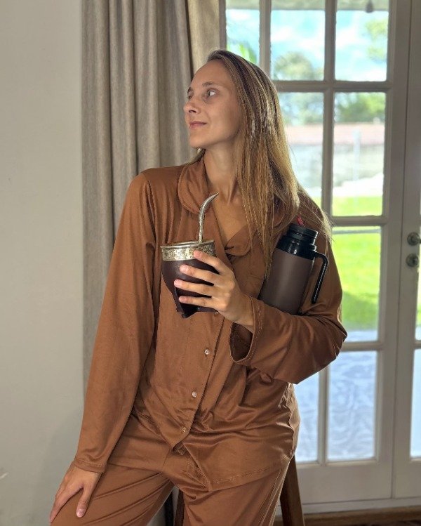 Producto - Pijama camisero terracota