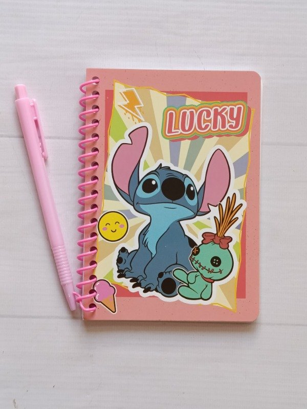 Producto - Libretita Stitch coral + lapicera