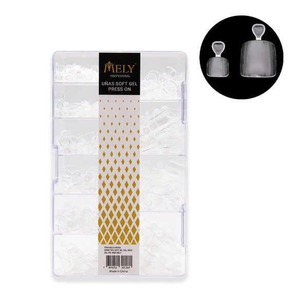 Producto - TIPS SOFT GEL PARA PEDICURA TRANSPARENTES FORMA CUADRADA X500PCS MELY