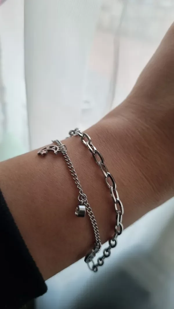 Producto - Pulsera doble luna con strass blanco AQ
