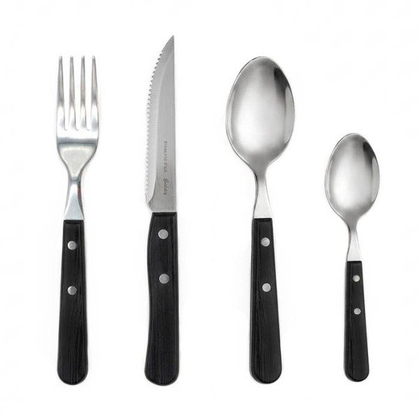 Producto - SET DE 16 CUBIERTOS HUDSON DAILY ACERO Y MADERA - 1