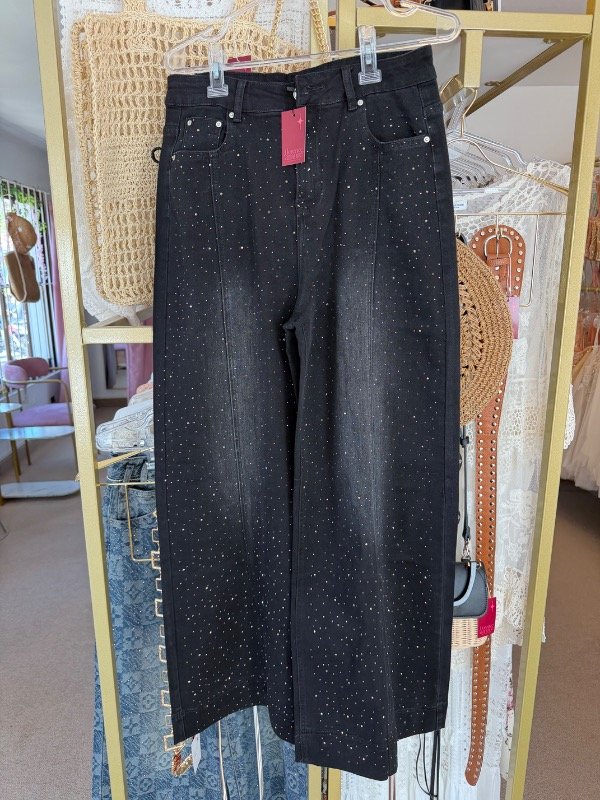 Producto - Pantalón wide gastado con brillos