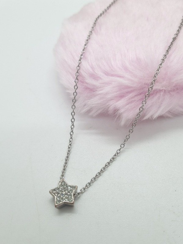 Producto - Cadena acero quirurgico dije estrella strass pasante