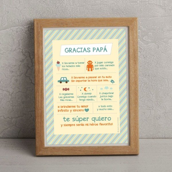 Producto - Lámina Imprimible Día del Padre "Gracias Papá"