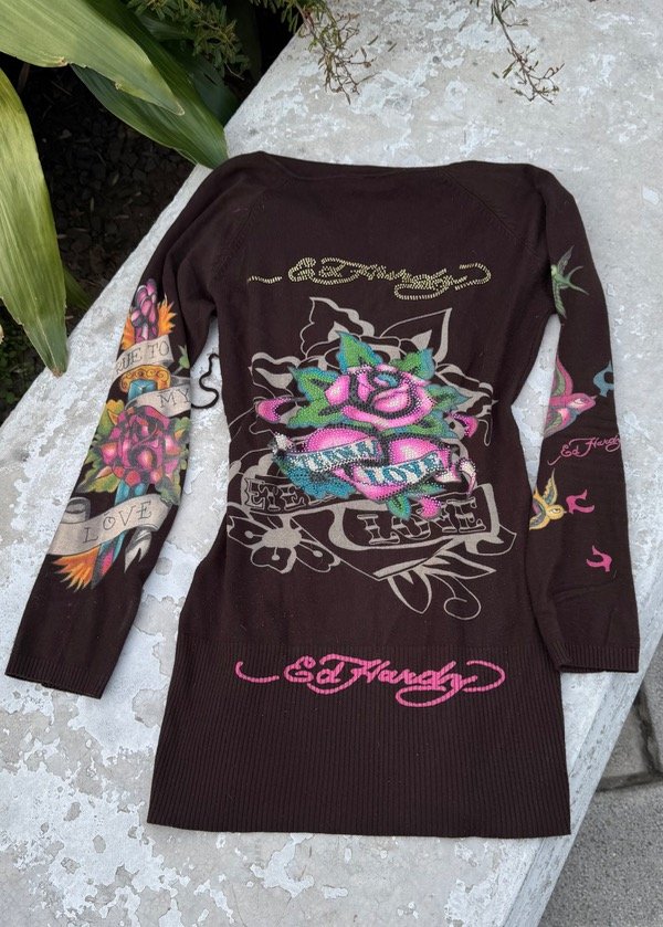 Suéter largo Ed Hardy Og marrón — imagen 2