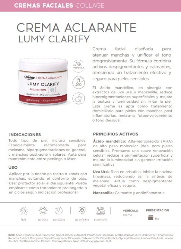 Producto - Collage Crema Aclarante Lumy Clarify 50gr