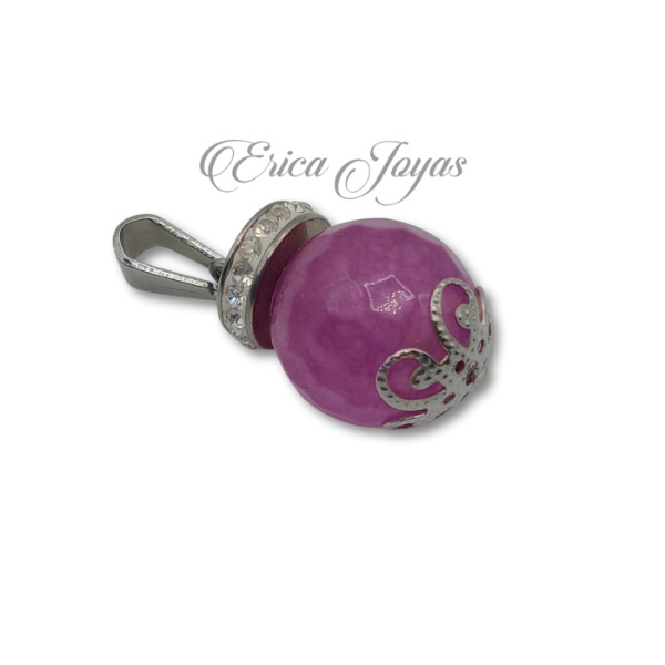Producto - Dije piedra esférica con cubics y apliques (LJDP0001)