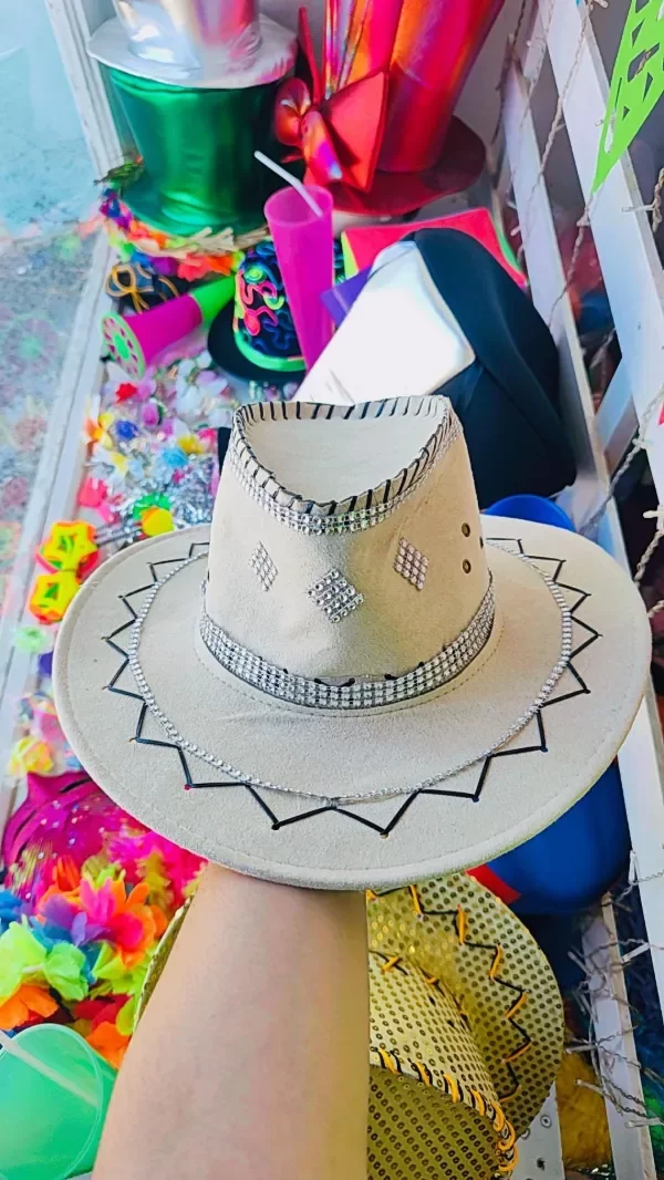 Producto - Gorro Cowboy Natural Strass y Luz
