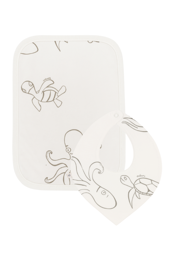 Producto - Set babero y batita fleur blanco EN