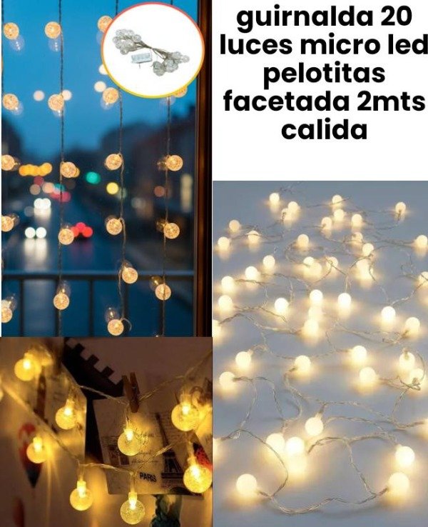 Producto - Guirnalda de luces microLED pelotitas facetada 2mts calida