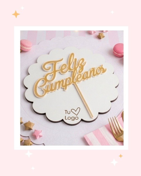 Producto - Combo Pastelería Creativa - Pack x 10 Base para Torta + Cake Topper Celebración - 5