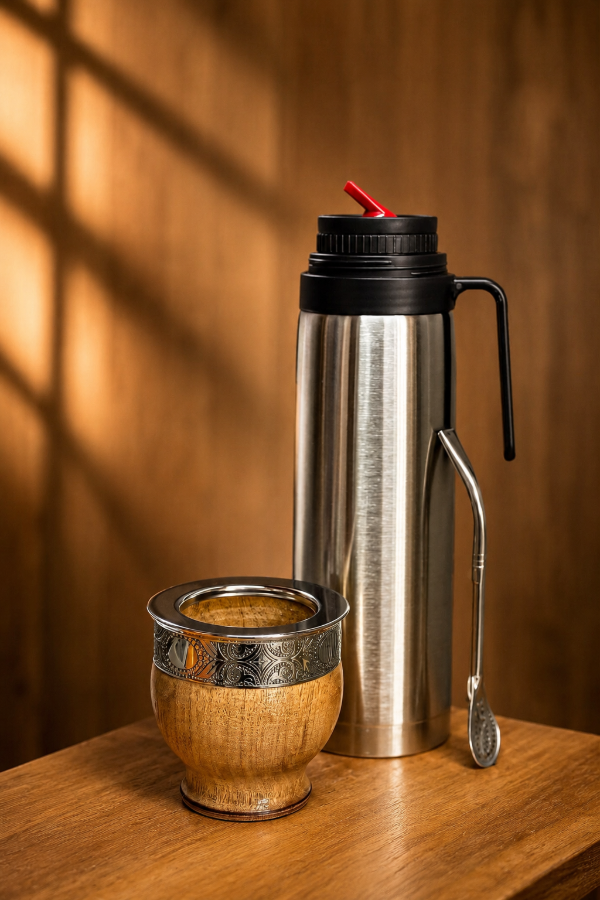 Producto - Combo Mate Imperial Algarrobo Seleccionado + Termo Media Manija + Bombilla - 4