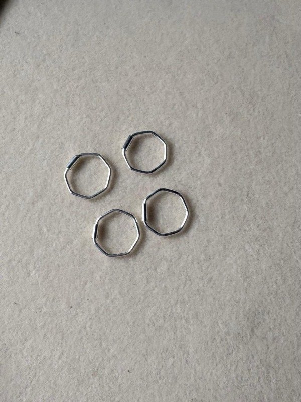 Producto - Argollita Hexagonal (unidad) 10mm - Plata 925