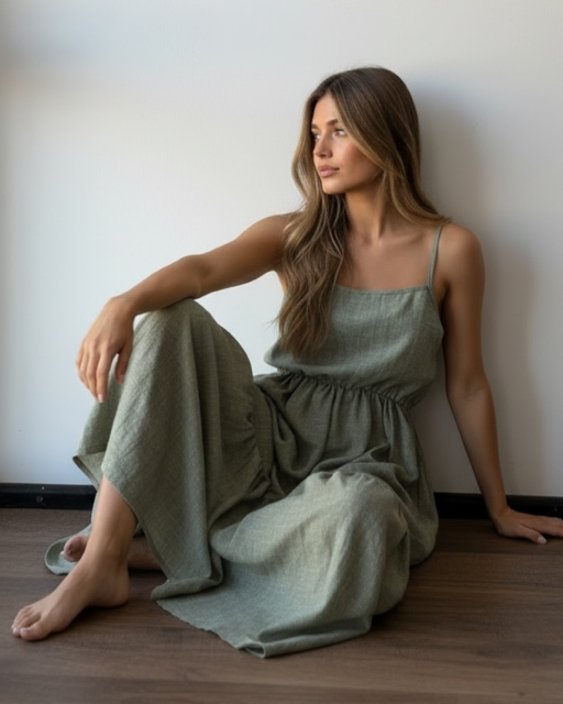 Producto - VESTIDO DE LINO LARGO GREEN 0831