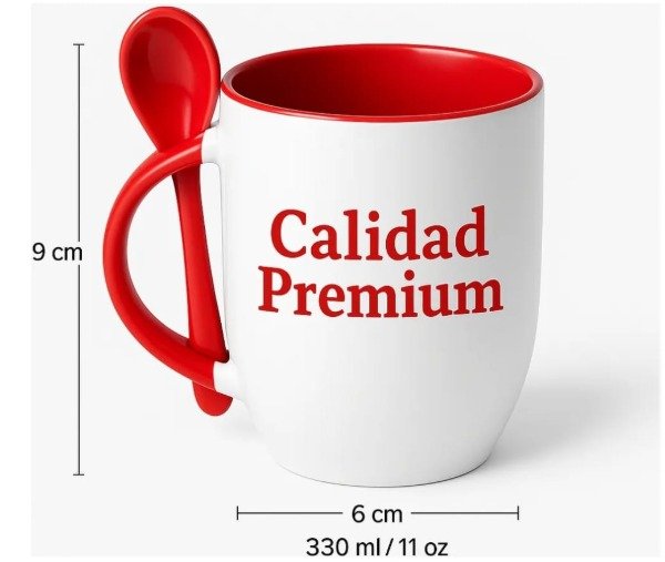Producto - taza ceramica con interior de color y cuchara