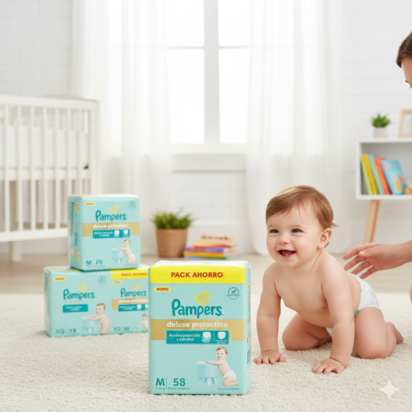 Producto - PAMPERS DELUXE PROTECTION PACK AHORRO (M AL XXG)