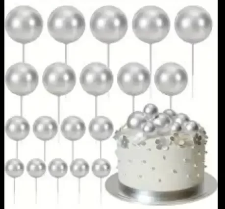 Producto - Set de esferas plasticas plateado 20 unidades