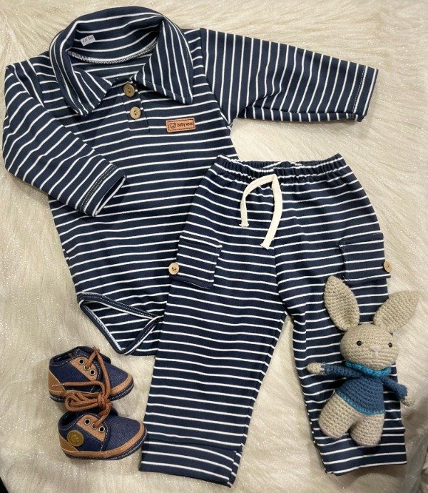 Producto - Body + pantalón cargo rayado