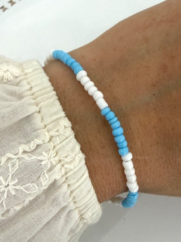 Producto - P778 Pulsera argentina con canutillos y cierre de acero quirúrgico