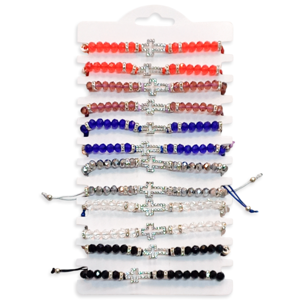 Producto - PROMO Pulseras Cruz Con Strass (Varios Colores) (PACK X3 UNIDADES)