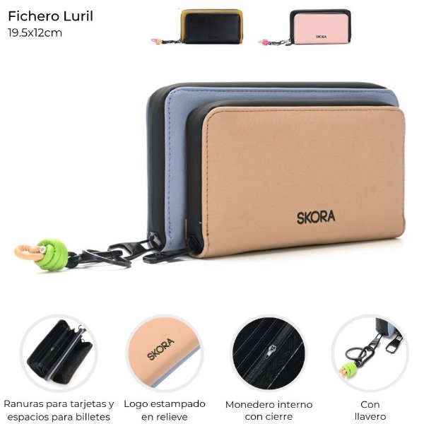 Producto - FICHERO SKORA LURIL CON BOLSILLO FRONTAL Y LLAVERO NUDO COD 41551