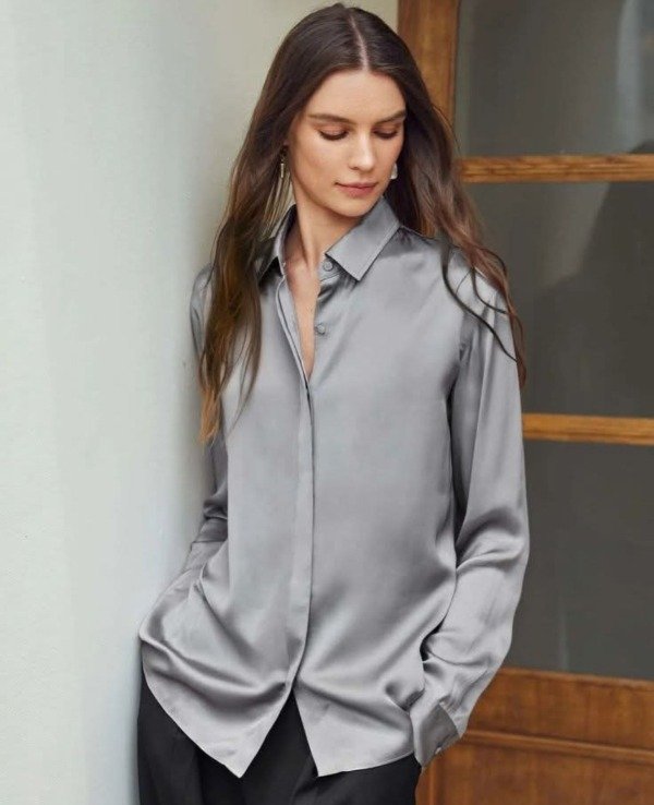 Producto - Camisa seda plata