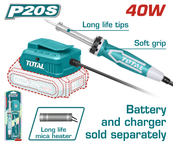 Producto - Soldador de Estaño - Cautín Inalámbrico TOTAL TSILI2001 - 20V - 40W Máx.