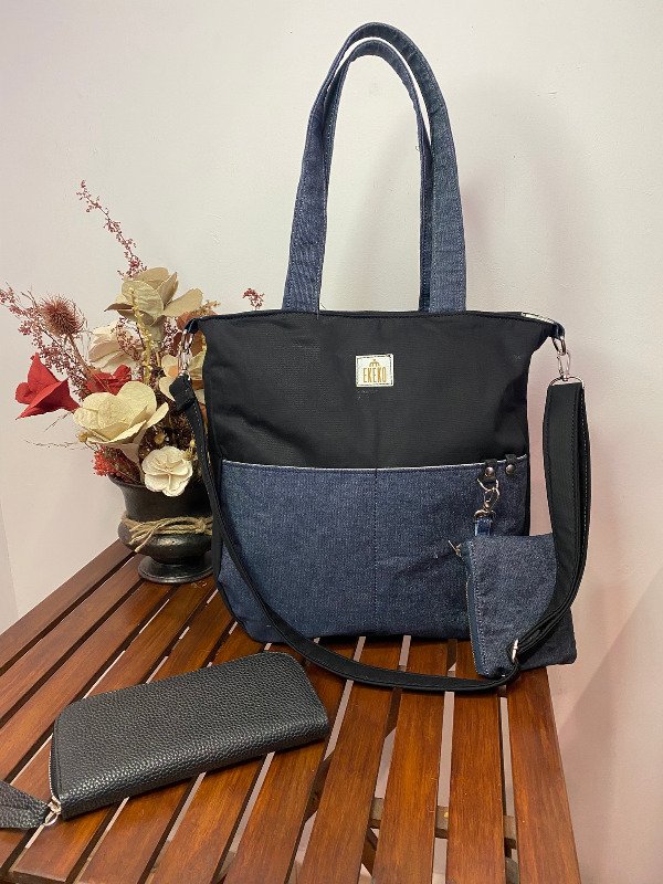 Producto - Bolso Paris Gabardina negro conbinado